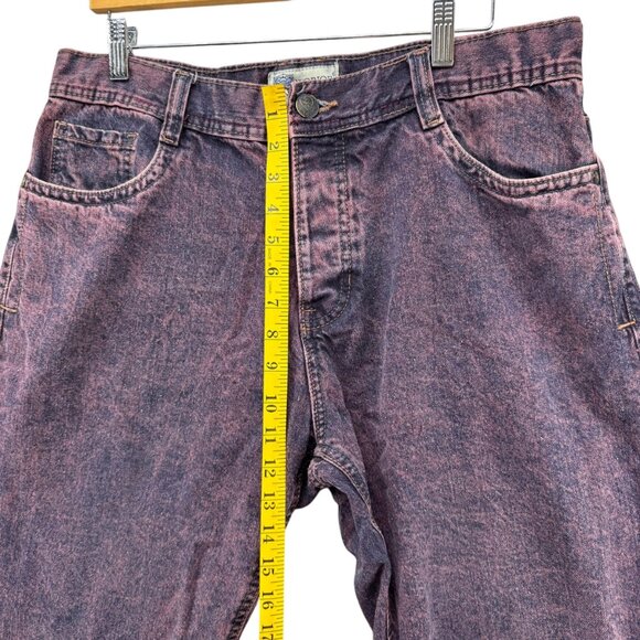 Worior Collection Jean Shorts Mens Purple Acid Wash Denim Button Fly 12" Size 34 - Picture 7 of 10